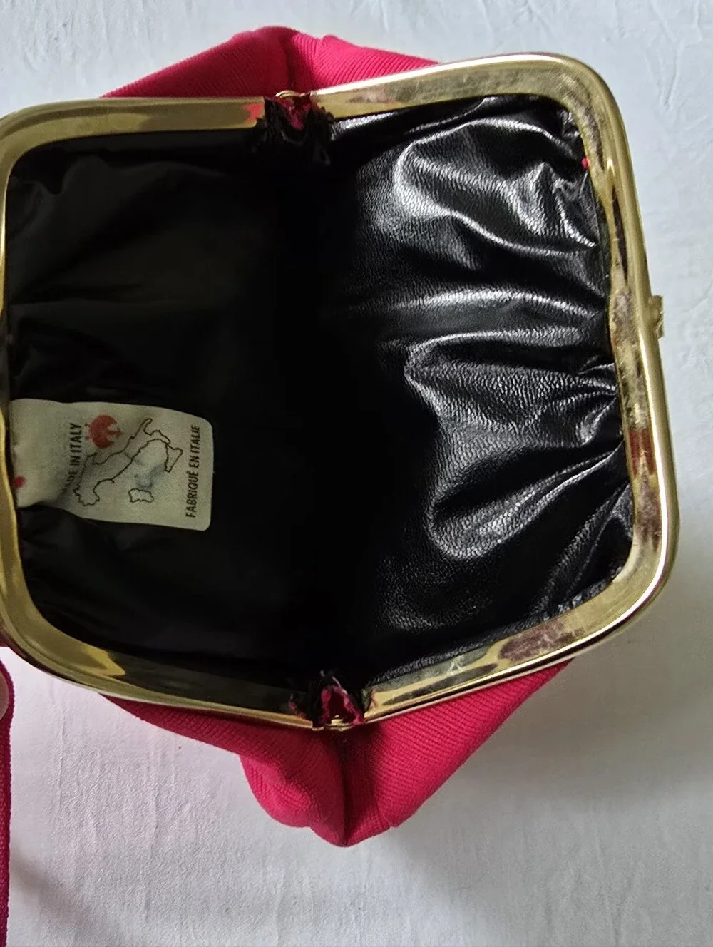 Vintage Italian Kiss-Lock Handbag Fuchsia Pink Woven Evening Bag Made in Italy